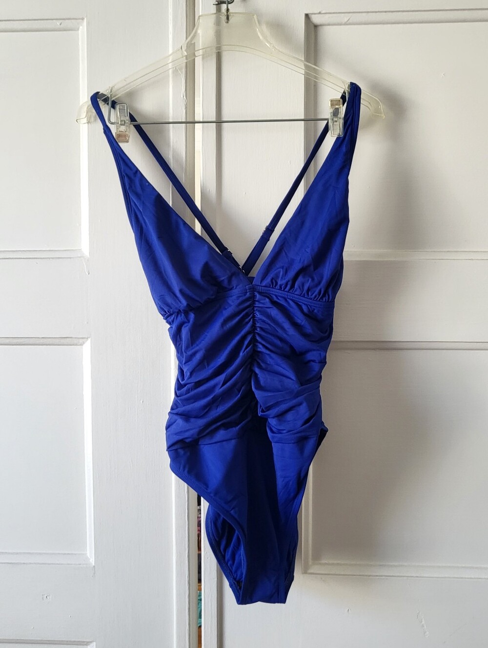 La Blanca Royal Blue Ruched Strappy One Piece Swimsuit Size 12